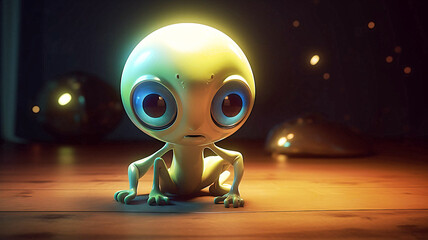 Cute Yellow Alien Illustration