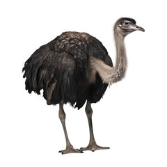 black ostrich isolated on white
