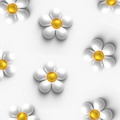 Banner with daisy in three-dimensional retro style