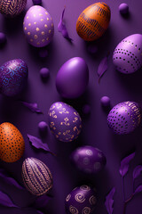 Happy easter. Colorful hand painted decorated Easter eggs. Festive still life, ai generation Generative AI