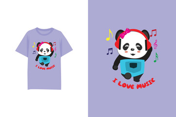 Panda Cartoon T-shirt Design with quotes