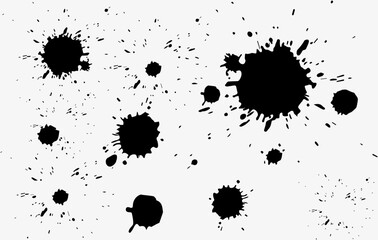 Set of ink blots. Different ink brush strokes. Ink splatters, grungy painted, vector paintbrush set.