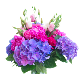 Bright pink and blue flowers