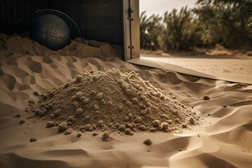 Bunker on golf course for trapping golf balls in sand. Generative AI
