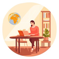 School teacher in vector style, professions of the world, flat pastel generative ai