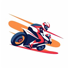 Motorcycle racer in vector style, professions of the world, flat pastel generative ai