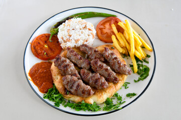 Meatball between bread (Turkish name : ekmek arasi kofte ). Izgara kofte