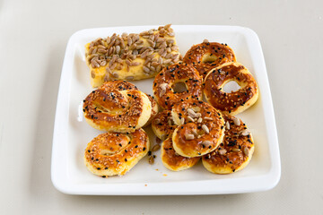 Turkish homemade sweet and savory cookies .Tatli tuzlu kurabiye. Kuru pasta