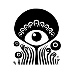 Obraz premium Psychedelic | Black and White Vector illustration