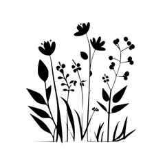 Spring Flowers | Black and White Vector illustration