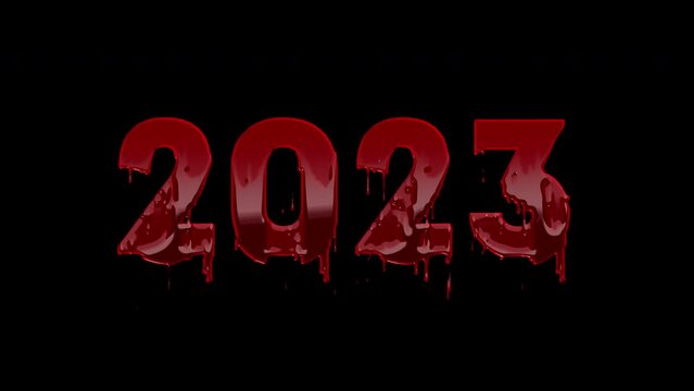 2023 Blood Text Tltle Animation Text, Alpha Channel