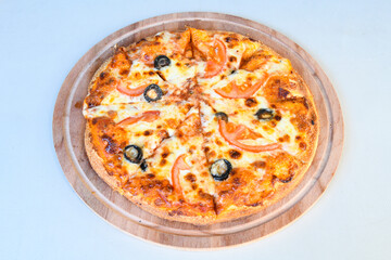 Delicious mixed pizza with rich content. Menu concept of choice and diversity. Karisik pizza