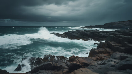 Fototapeta premium rocky shoreline made with Generative AI