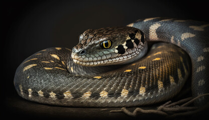 Obraz premium Realistic twisting Southeastern crowned snake AI Generated