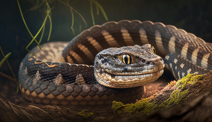 Obraz premium Realistic twisting Southeastern crowned snake AI Generated
