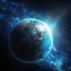 Fototapeta na wymiar blue sunrise, view of earth from space. generative ai