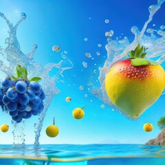 fruits in water splash
