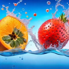 strawberry and water