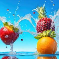 fresh fruit in splash