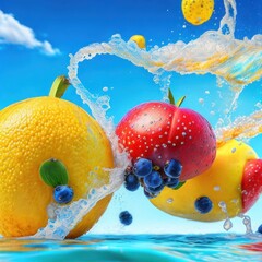 fresh fruit in water