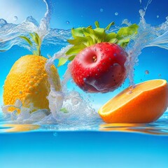 strawberry in water splash