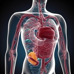 Human body digestive system anatomy. generative ai