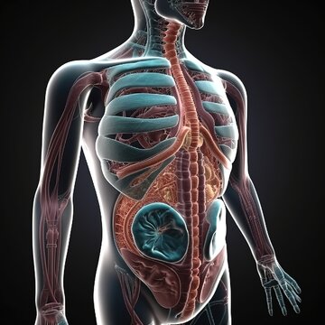 Anatomy of the digestive system in the human body. generative ai