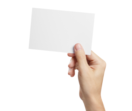 Hand holding a small sheet of paper (ticket, flyer, invitation, coupon, photocard, etc.), cut out