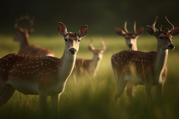  Fallow deer in the autumn. European wildlife nature. Strong deer in the wilderness,  Created using generative AI tools.