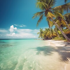 beach with coconut trees. generative ai