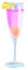 Purple haze cocktail in a glass watercolor illustration on transparent background
