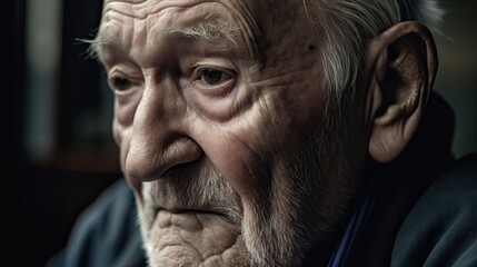 Portrait of an elderly man with Alzheimer, Ai Generative. - obrazy, fototapety, plakaty