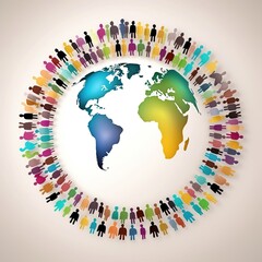 world map with people circles. generative ai