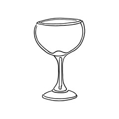 Wineglasses Continuous Line Drawing. Hand Drawn Simple Vector Illustration. Isolated on Off-White Background. Design Element Perfect for Poster, Card, Invitation, T-shirt Print, Wall Decoration.