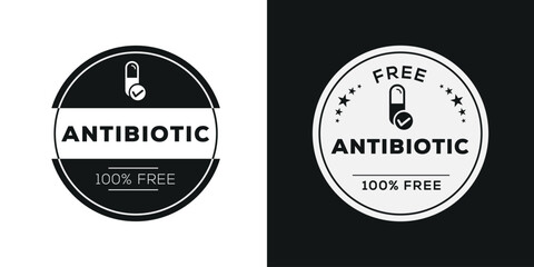 (Antibiotic free) label sign, vector illustration.