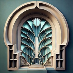 Vintage Window, Art Deco Interior, Luxury Windows, Art Nouveau Architecture Abstract Generative AI Illustration