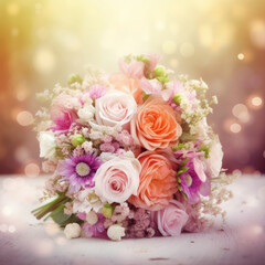 Obraz na płótnie Canvas Wedding floral bouquet. Illustration AI Generative