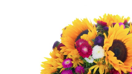 Fall flowers bouquet isolated on white background