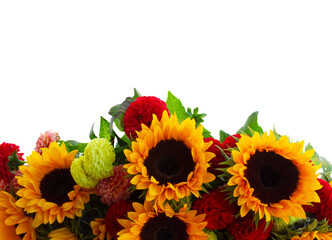 Fall flowers bouquet isolated on white background