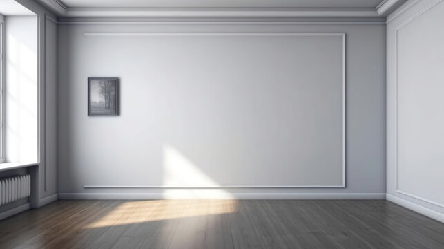 Blank white wall. Mockup. Generative AI.
