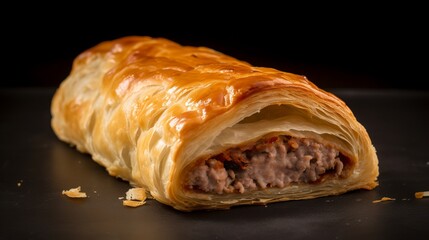 Sausage Roll - A popular snack or light meal in the UK, featuring sausage meat wrapped in flaky pastry