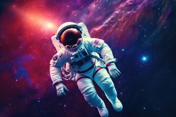 Fototapeta na wymiar Colorful cosmos with astronaut in space. Generative AI.