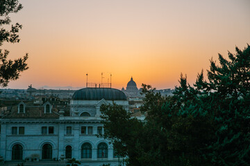 Sunset in Rome, Italy from the top of the Spanish Steps 