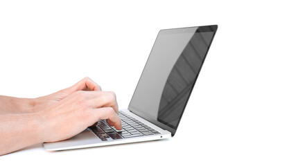 a modern laptop computer on white background