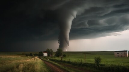 Fototapeta na wymiar weather image in nature. rain tornado hurricane and storm. Generative AI 