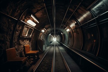 Fototapeta na wymiar rapid train travels through tunnel. Generative AI