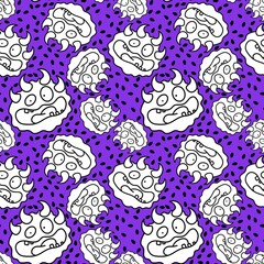 Cartoon monsters seamless emoticons aliens pattern for kids clothes print and wrapping paper and fabrics 
