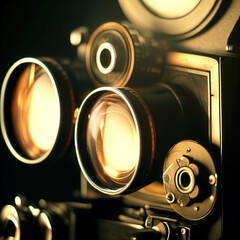 Close up of  vintage film camera
