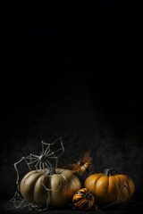 Halloween card with pumpkins, Writing room, Generative Ai, Generative, Ai