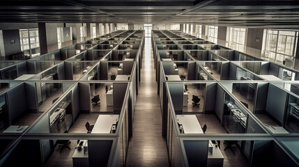 nterior of an empty modern office cubicles  Generative AI